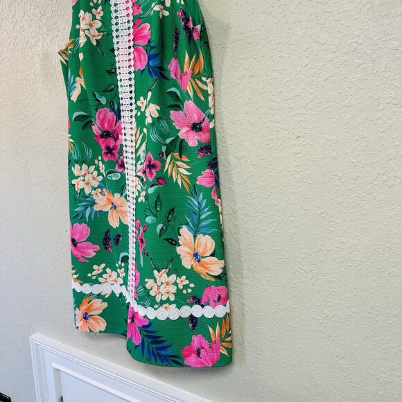 Eliza J Sleeveless Floral Embroidered Lace Trim A-Line Sheath dress Size 14 NWOT - Picture 8 of 12